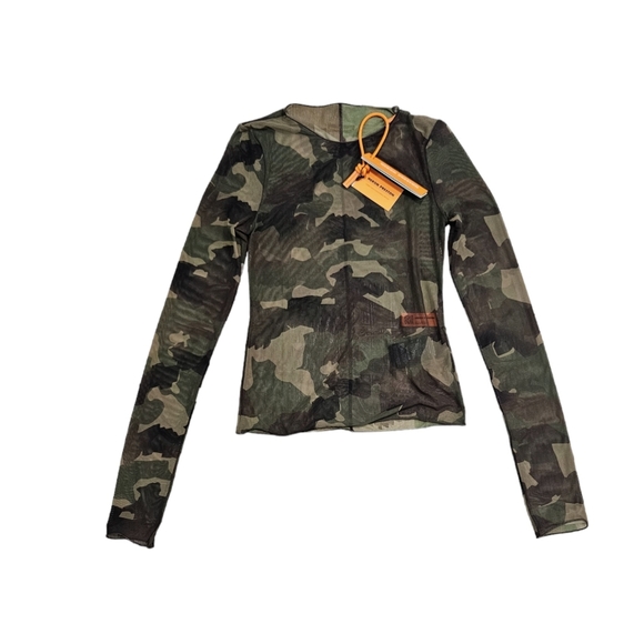 HERON PRESTONGreen Camo Long Sleeve Mesh  Top XS NWT - Picture 13 of 14
